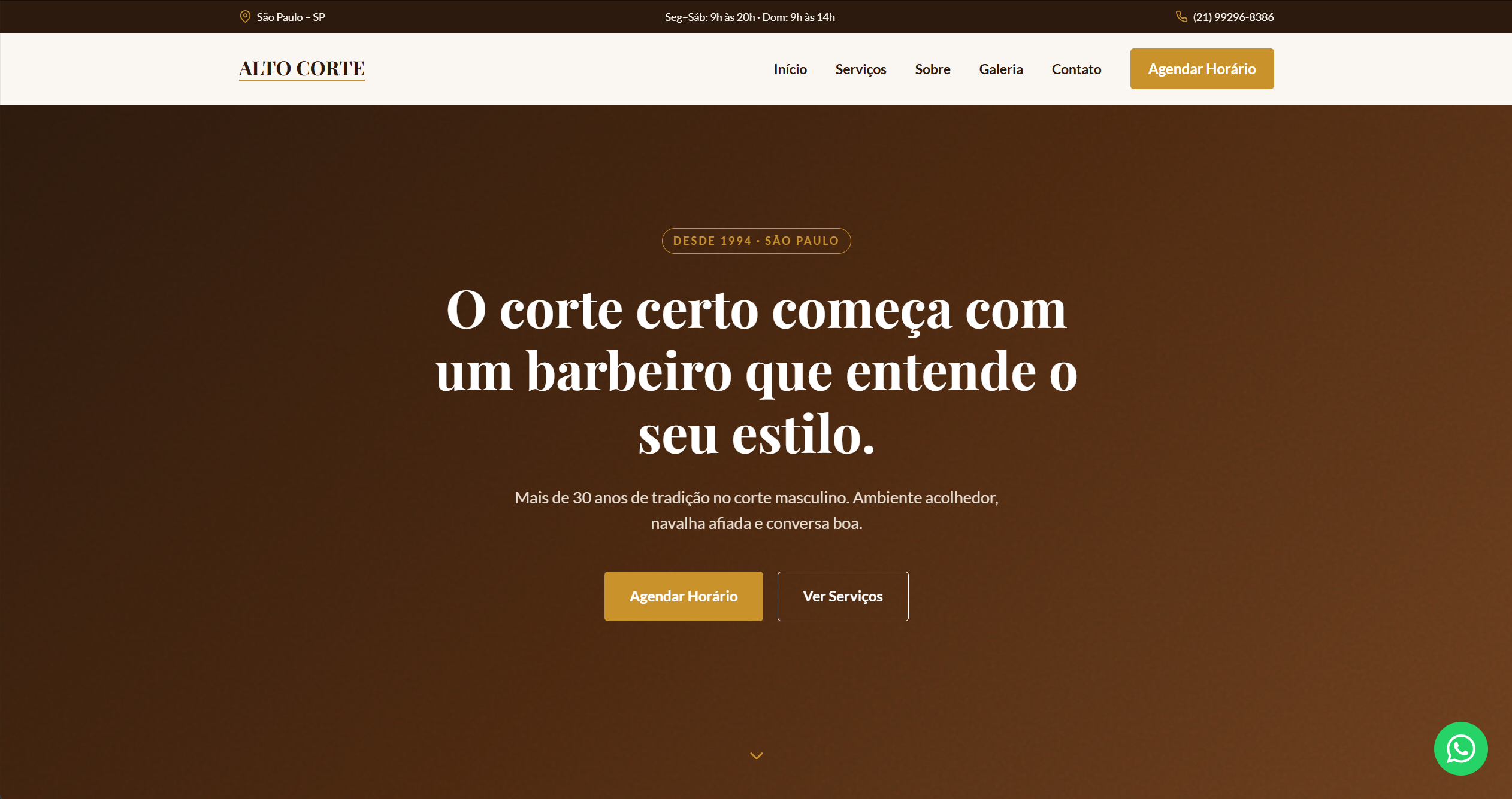 Visualização do site em computador